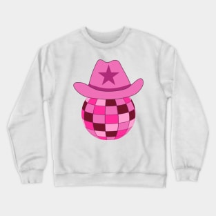 Pink Cowgirl Hat On Disco Ball Crewneck Sweatshirt